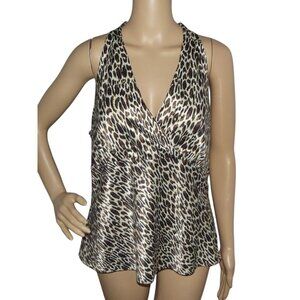 Worthington Sleeveless Blouse Womens Size Large Cheetah Animal Print Silky Tank